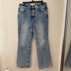 Current Elliott High Rise Straight Leg Acid Wash Blue Jeans Size 30 RN165589
